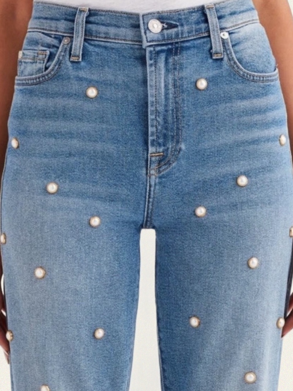 7 For All Mankind Edie Embellished Crop Straight Jean - Picture 6 of 11